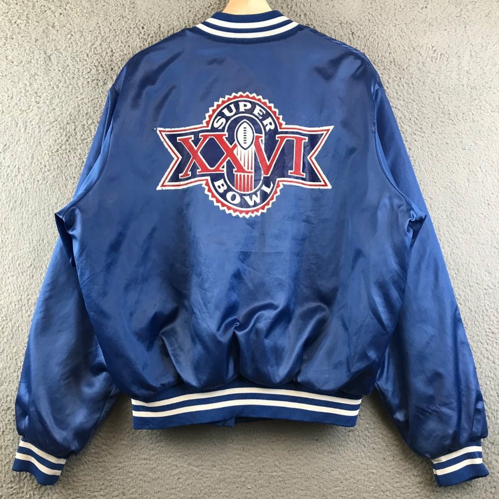 Vintage 90s Super Bowl XXVI Varsity Satin Bomber Jacket size XL